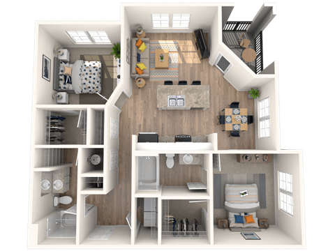 101 Depot, Smryna, TN Apartments 2b 2b 3D floor plans